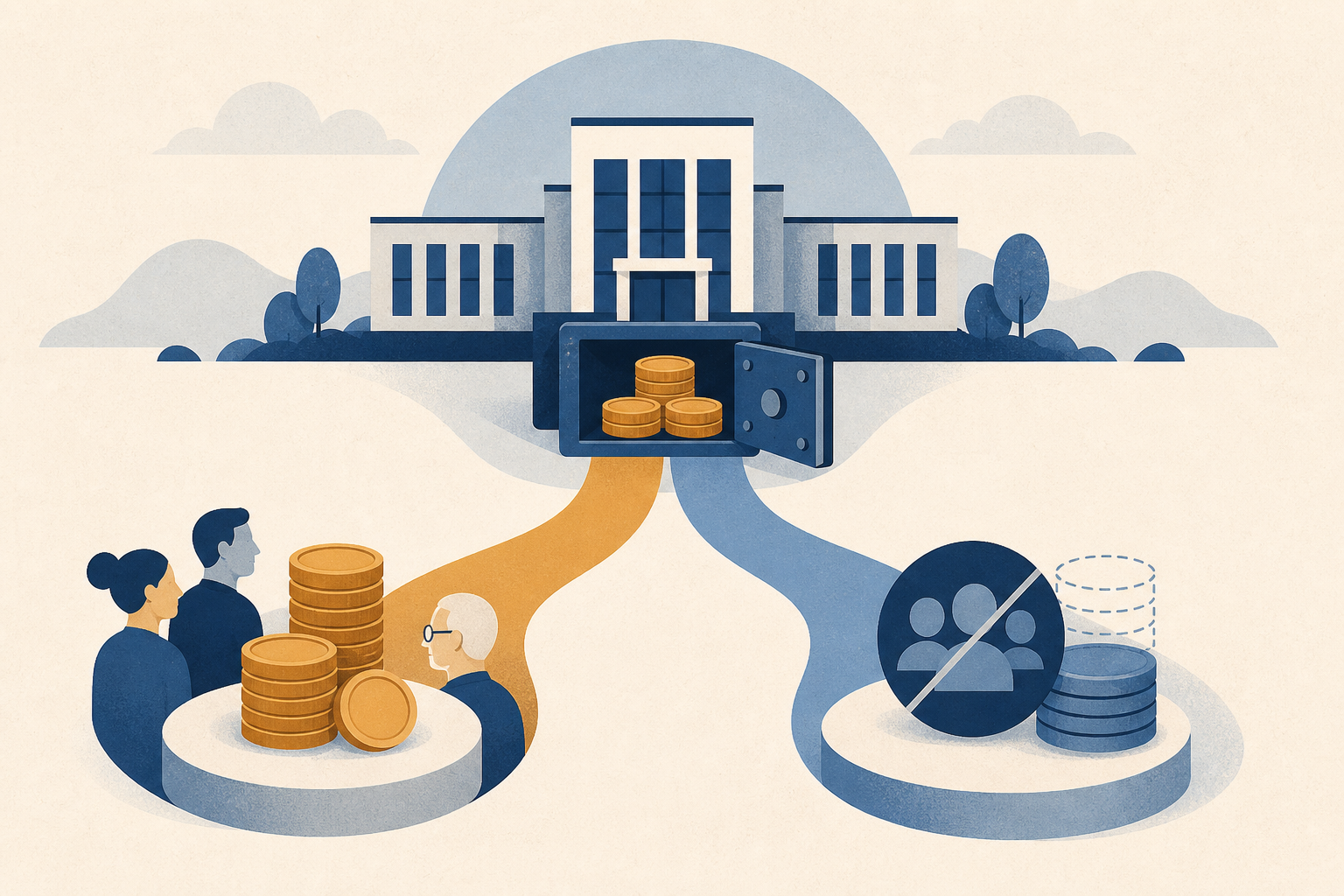 Original editorial illustration comparing buybacks and dividends