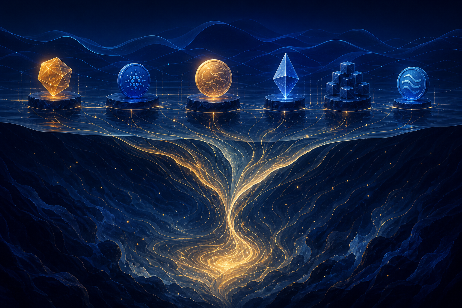 Original editorial illustration explaining crypto correlations and portfolio risk
