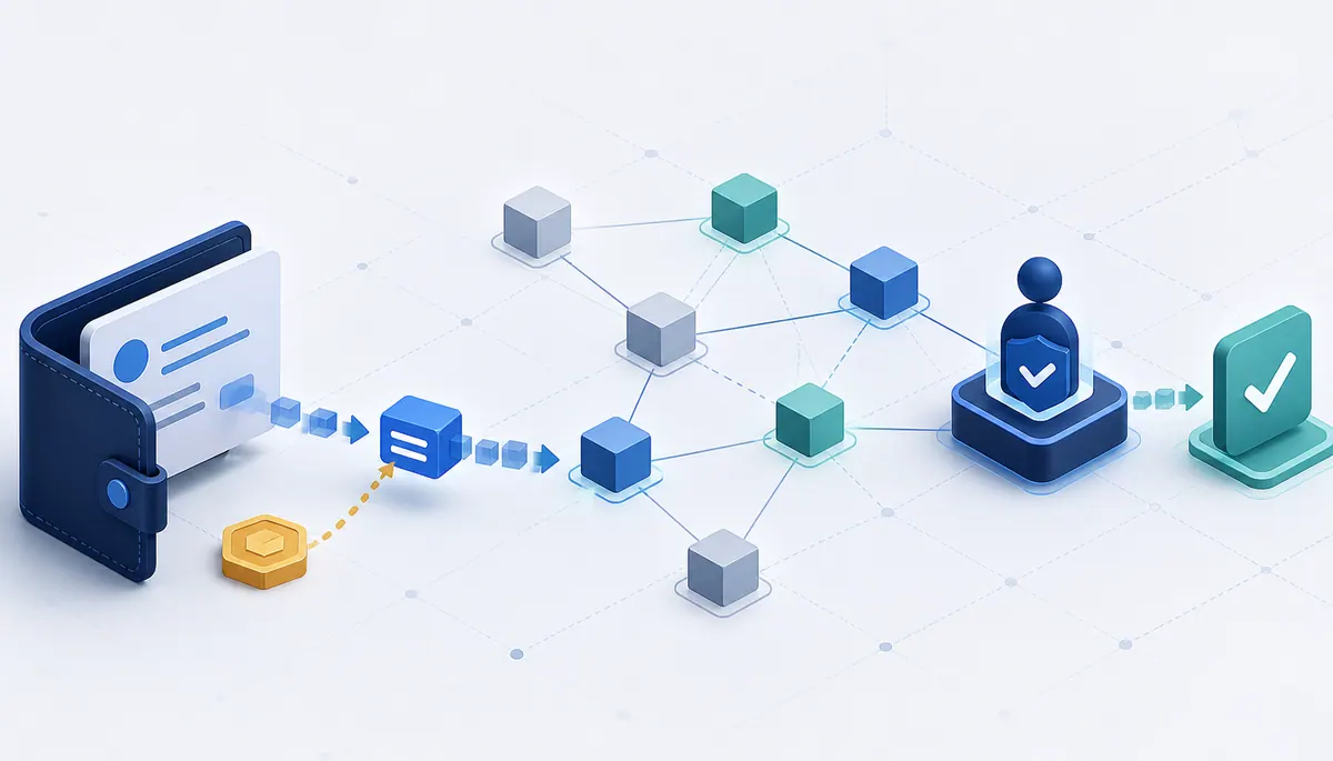 Original editorial illustration explaining crypto network fees