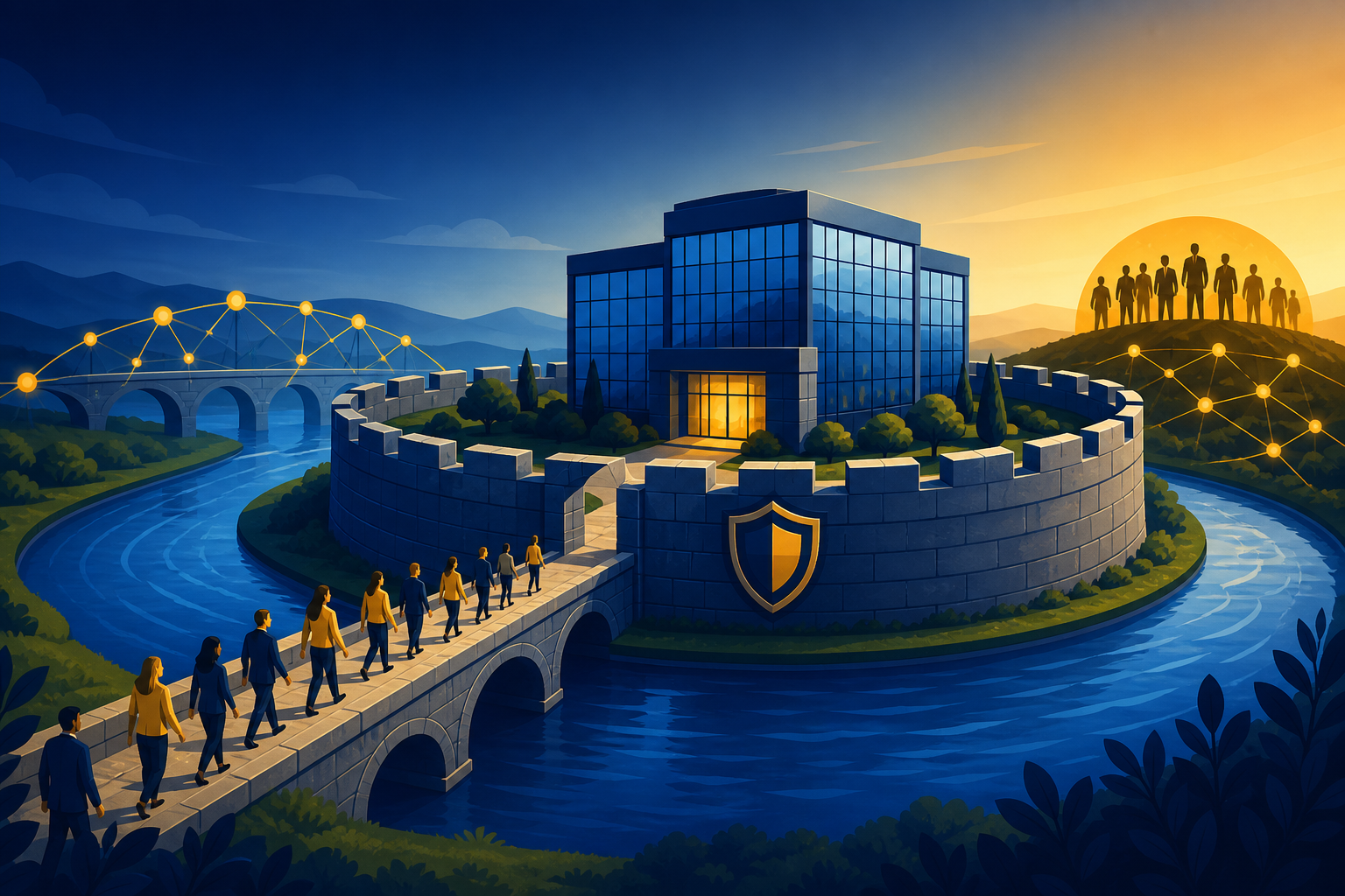 Original editorial illustration explaining how to examine an economic moat and competitive advantage