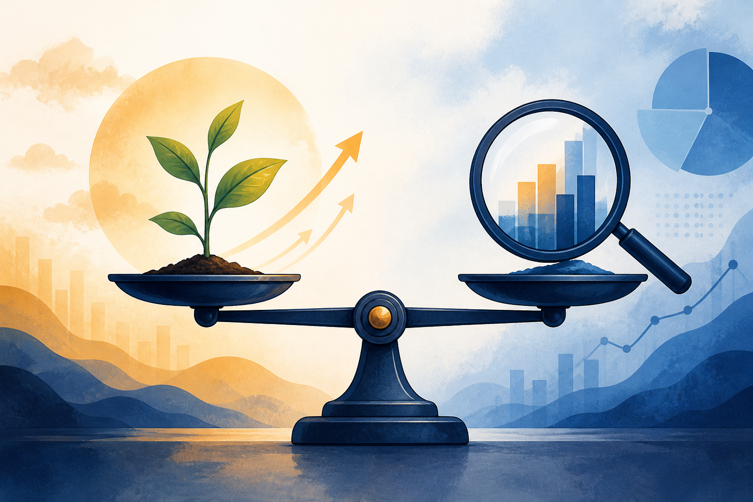 Original editorial illustration explaining how peg connects valuation with growth expectations
