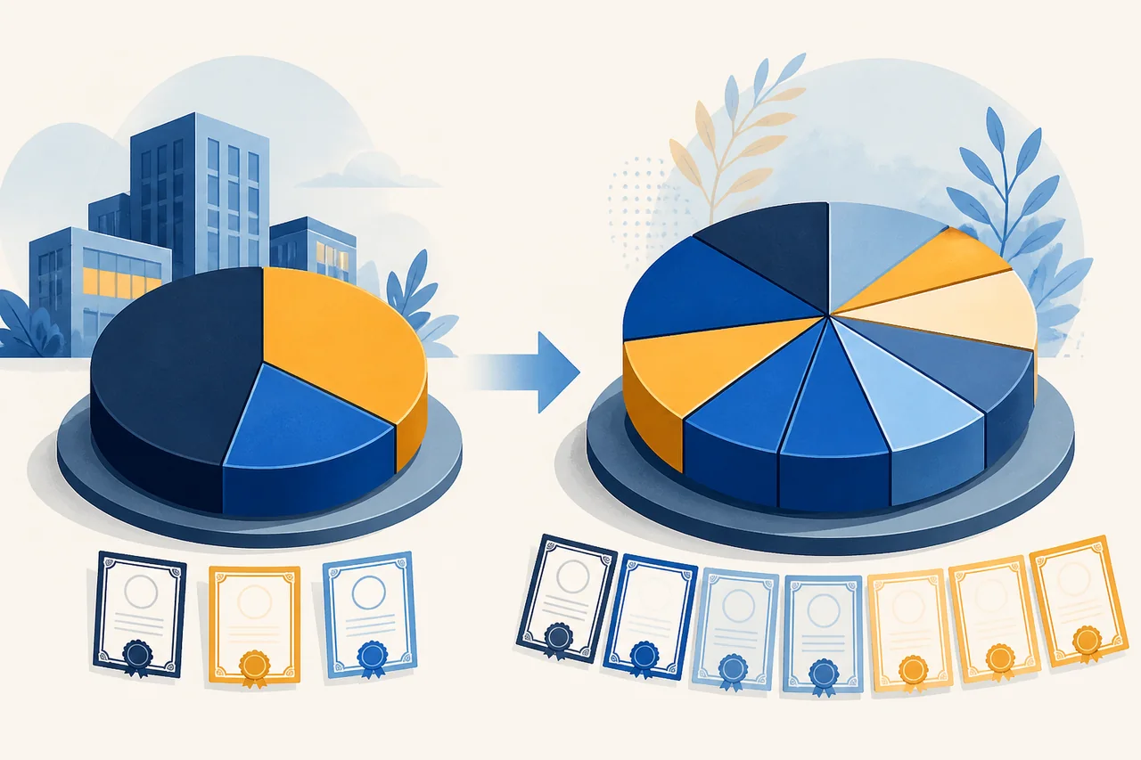 Original editorial illustration explaining how new issuance can dilute existing shareholders