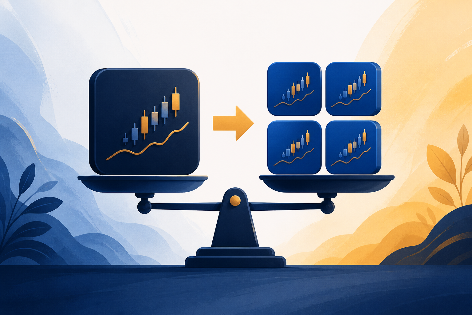 Original editorial illustration explaining why a stock split does not change business value by itself